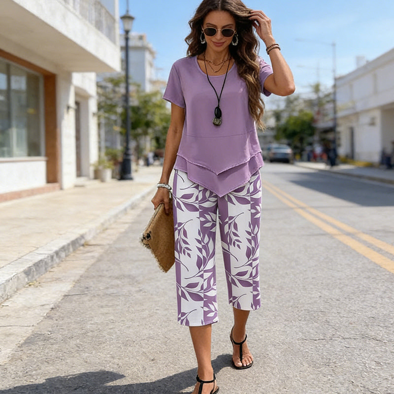Conjunto Casual Mujer Dos Piezas – Diseño Fluido con Estampado