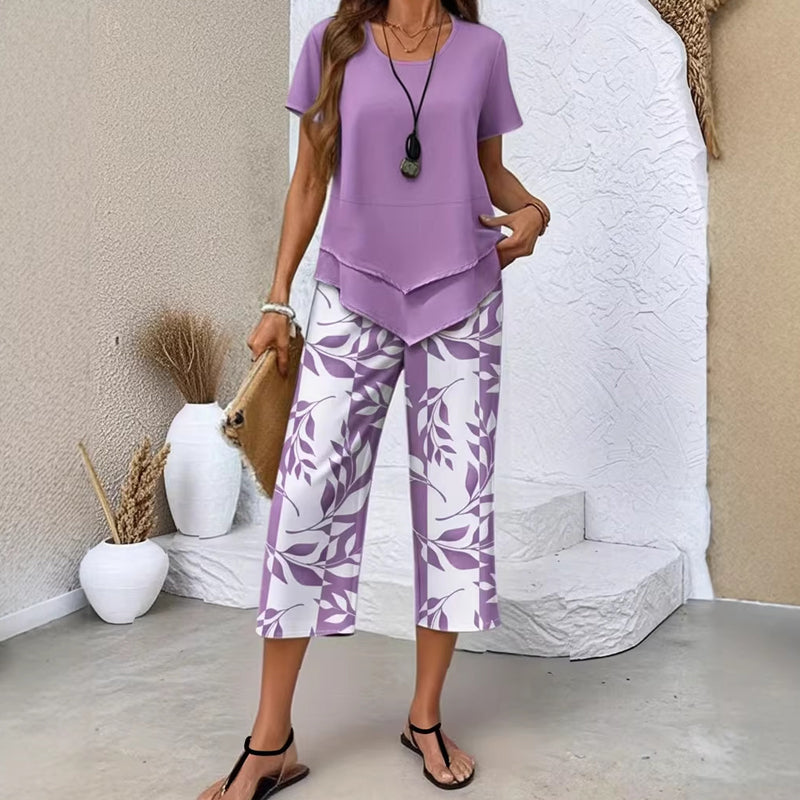 Conjunto Casual Mujer Dos Piezas – Diseño Fluido con Estampado