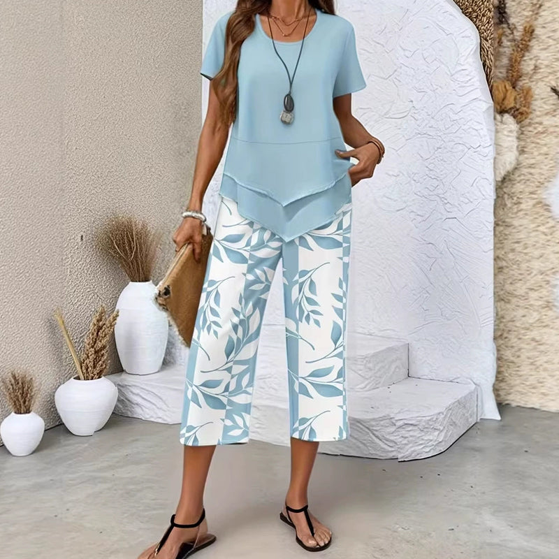 Conjunto Casual Mujer Dos Piezas – Diseño Fluido con Estampado