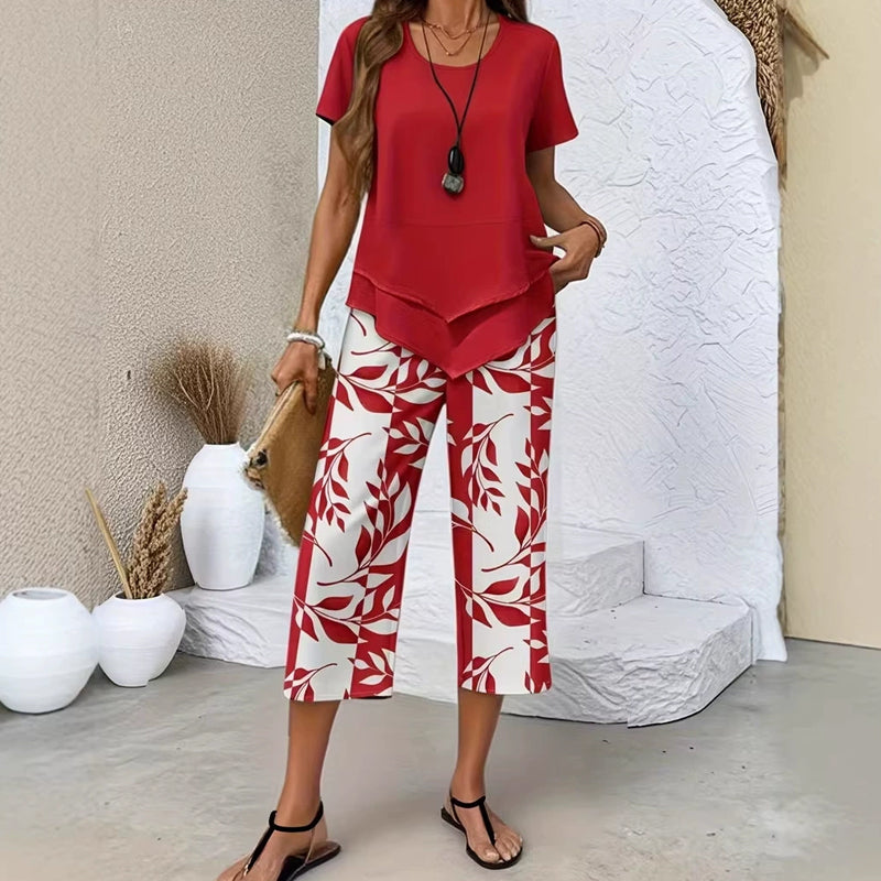 Conjunto Casual Mujer Dos Piezas – Diseño Fluido con Estampado