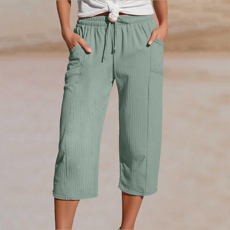 Pantalón capri mujer lino algodón ligero verano