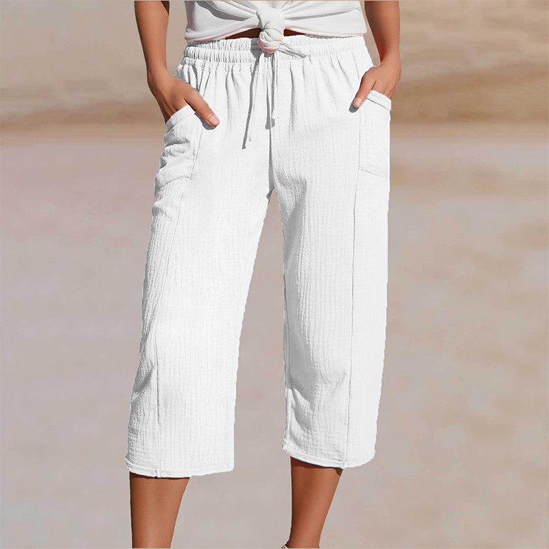 Pantalón capri mujer lino algodón ligero verano