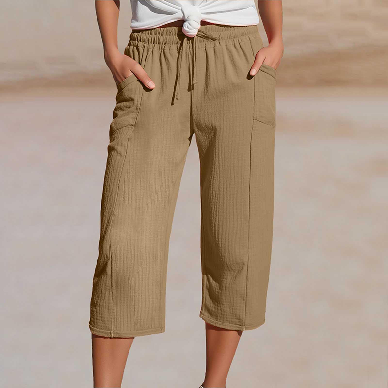 Pantalón capri mujer lino algodón ligero verano