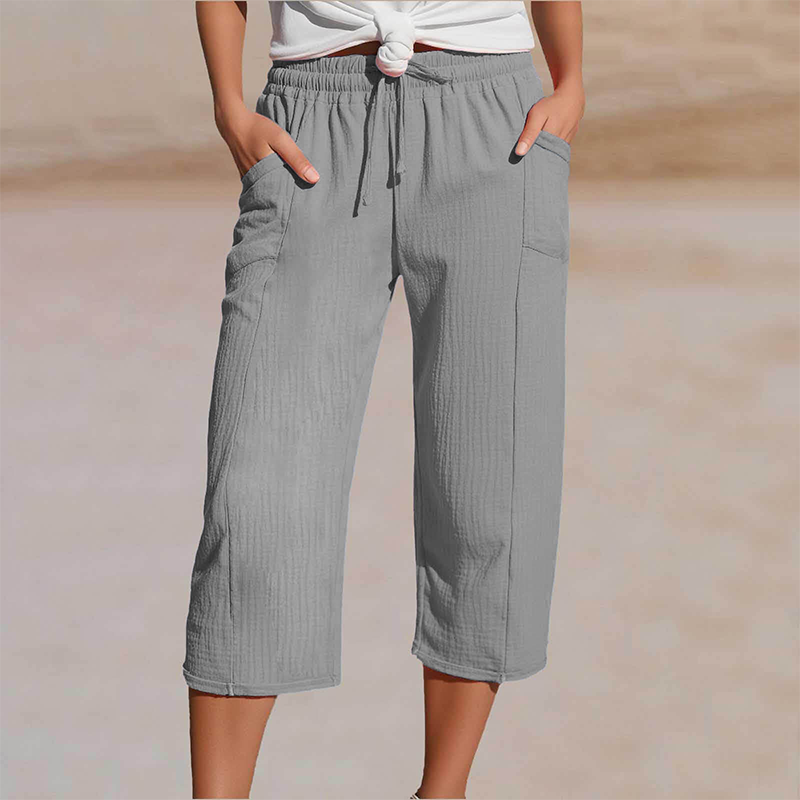 Pantalón capri mujer lino algodón ligero verano
