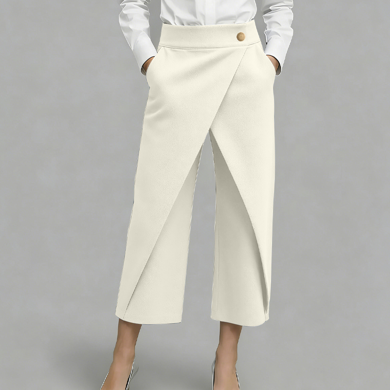 Pantalón tipo falda mujer efecto cartera con bolsillos y corte elegante