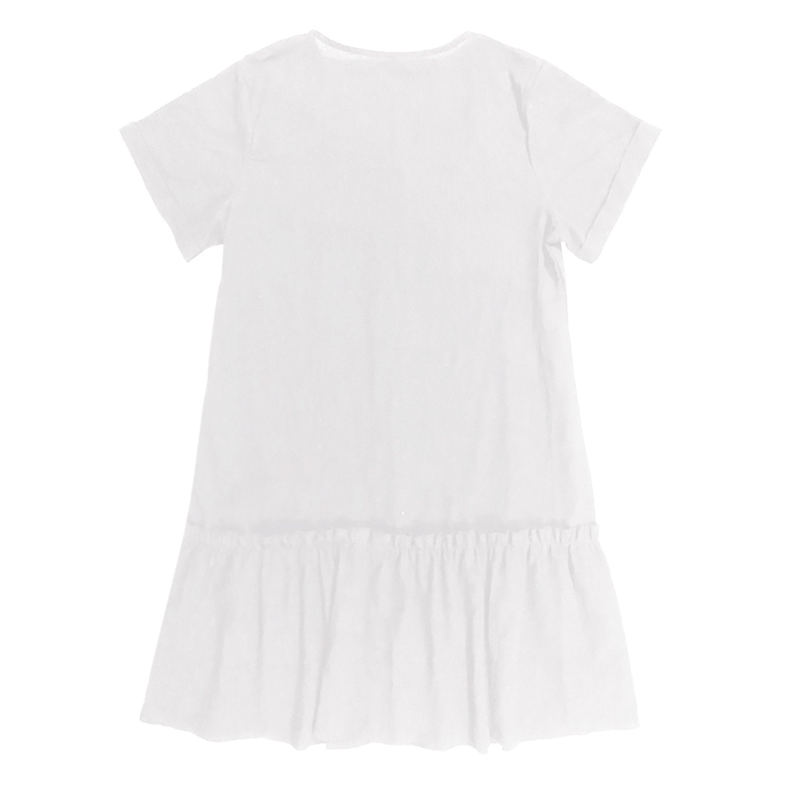 Vestido corto algodón lino con botones y volante casual verano