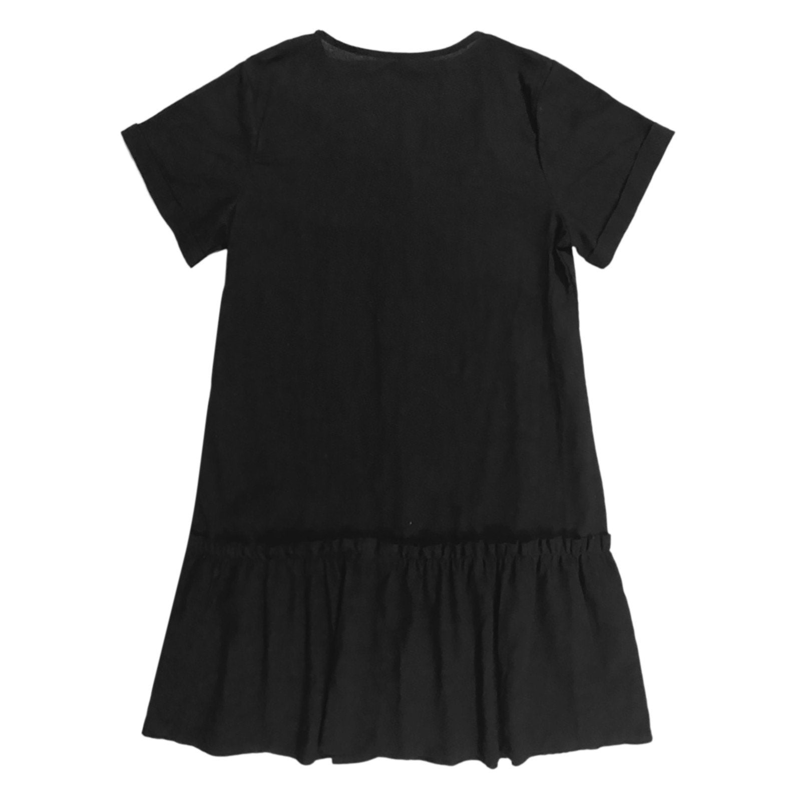 Vestido corto algodón lino con botones y volante casual verano