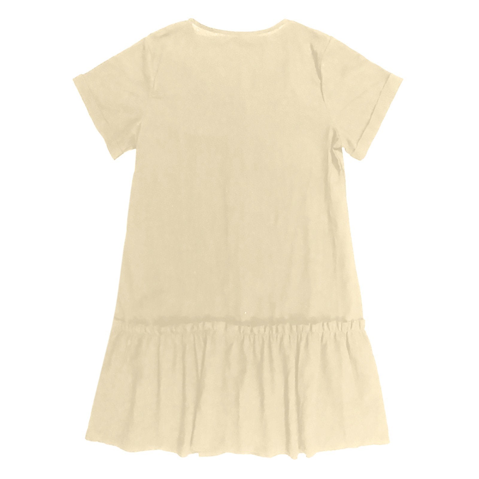 Vestido corto algodón lino con botones y volante casual verano