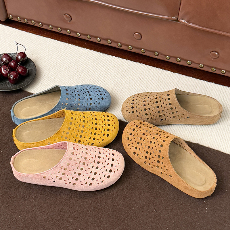 Zapatillas mujer caladas de ante sintético con suela cómoda