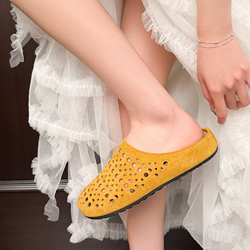 Zapatillas mujer caladas de ante sintético con suela cómoda
