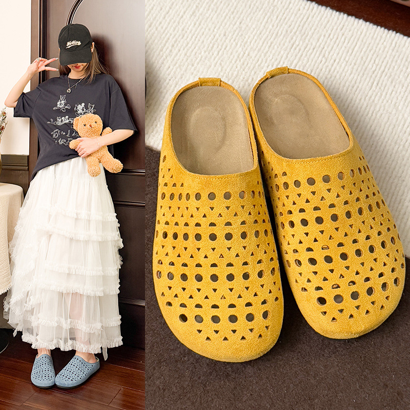 Zapatillas mujer caladas de ante sintético con suela cómoda