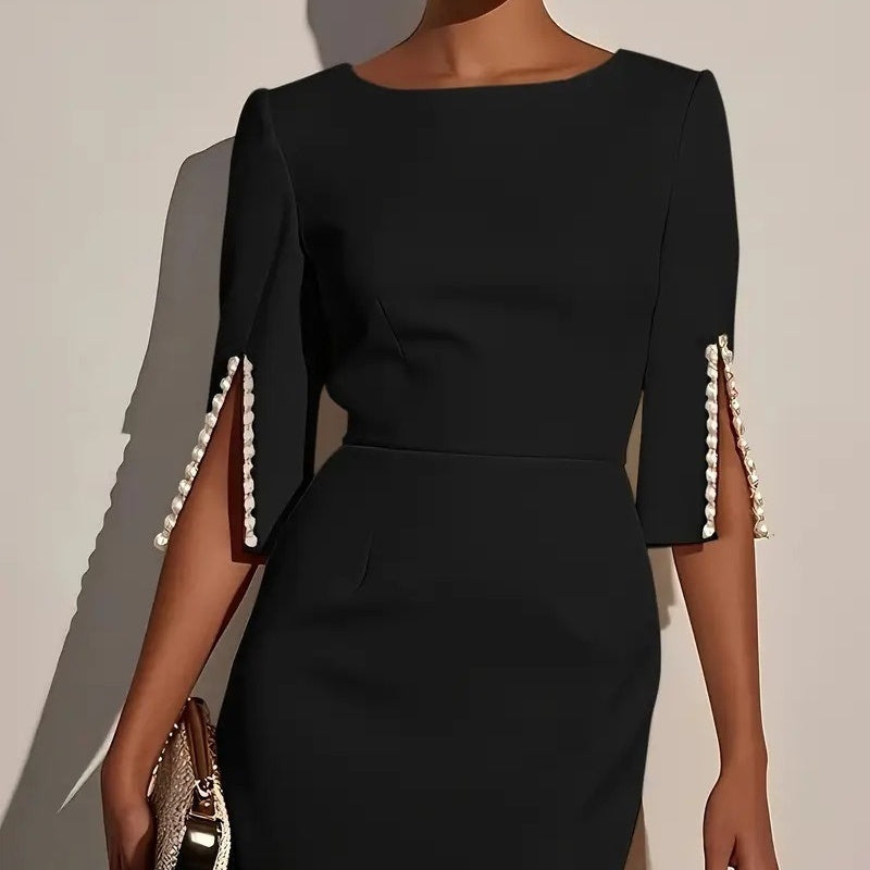 Vestido lápiz midi para mujer con mangas abiertas elegantes