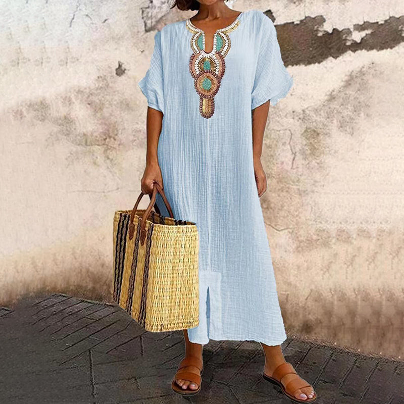 Vestido maxi mujer bordado estilo bohemio