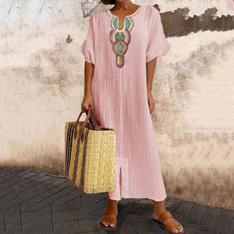 Vestido maxi mujer bordado estilo bohemio