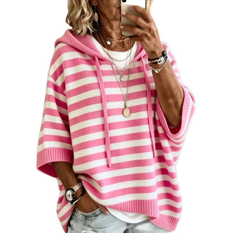 Sudadera con capucha mujer a rayas y corte holgado