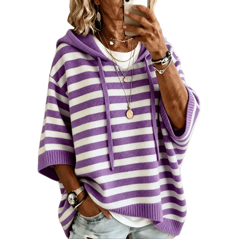 Sudadera con capucha mujer a rayas y corte holgado