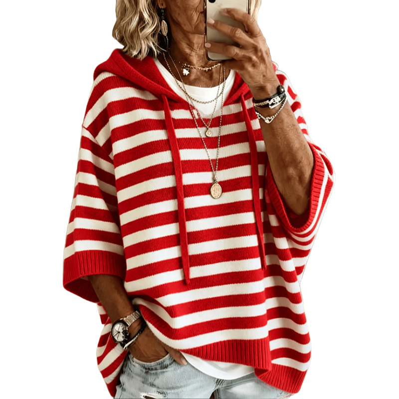 Sudadera con capucha mujer a rayas y corte holgado