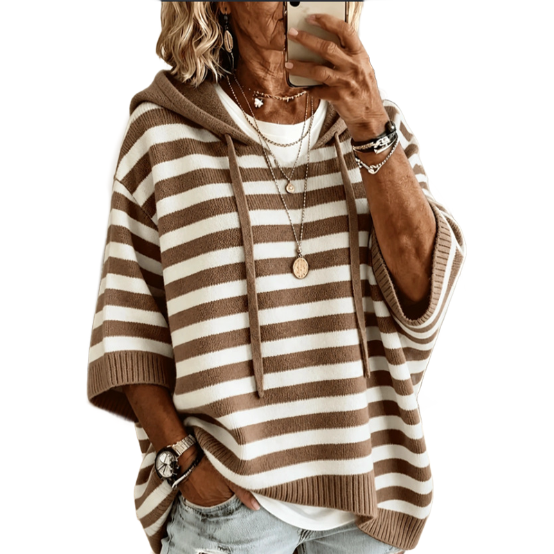 Sudadera con capucha mujer a rayas y corte holgado