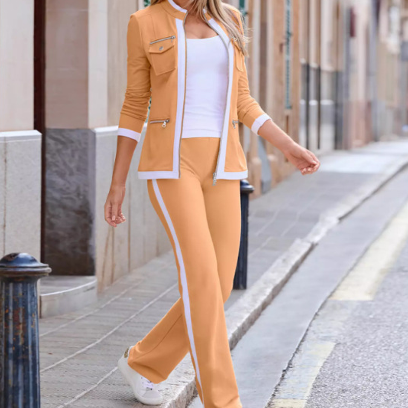 Conjunto de mujer deportivo con chaqueta y pantalón de corte recto