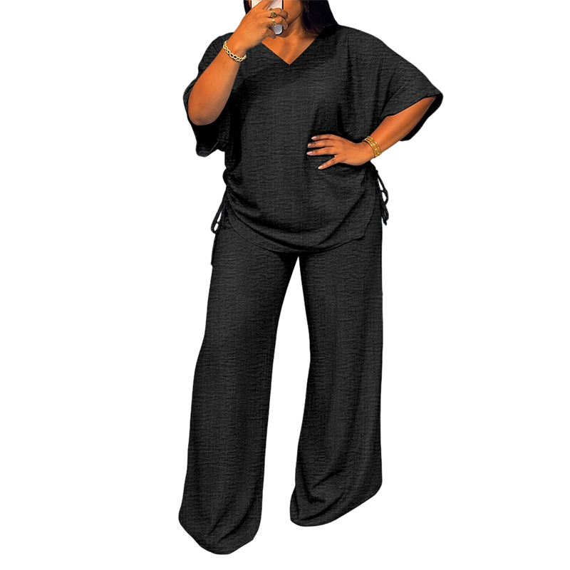 Conjunto mujer dos piezas con top ajustable y pantalón ancho