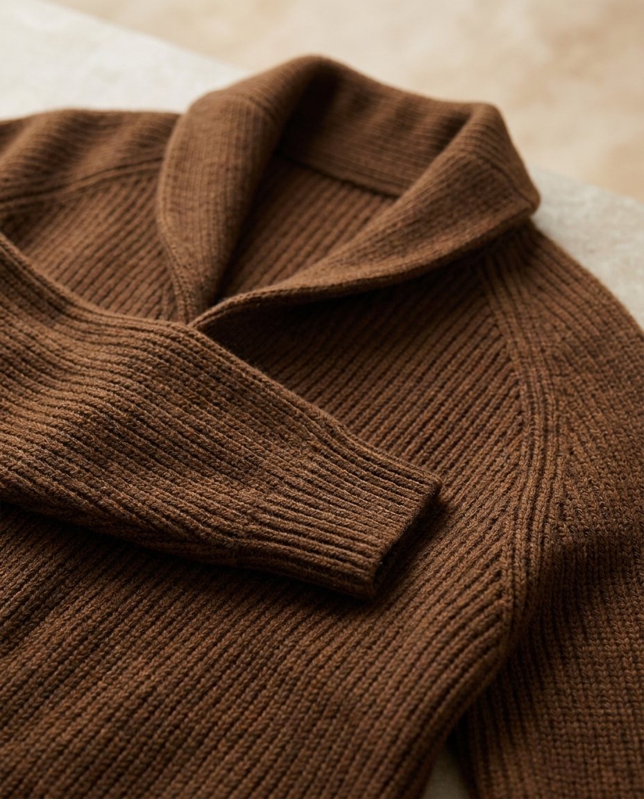 Cárdigan de punto acanalado para hombre con cuello chal y botones