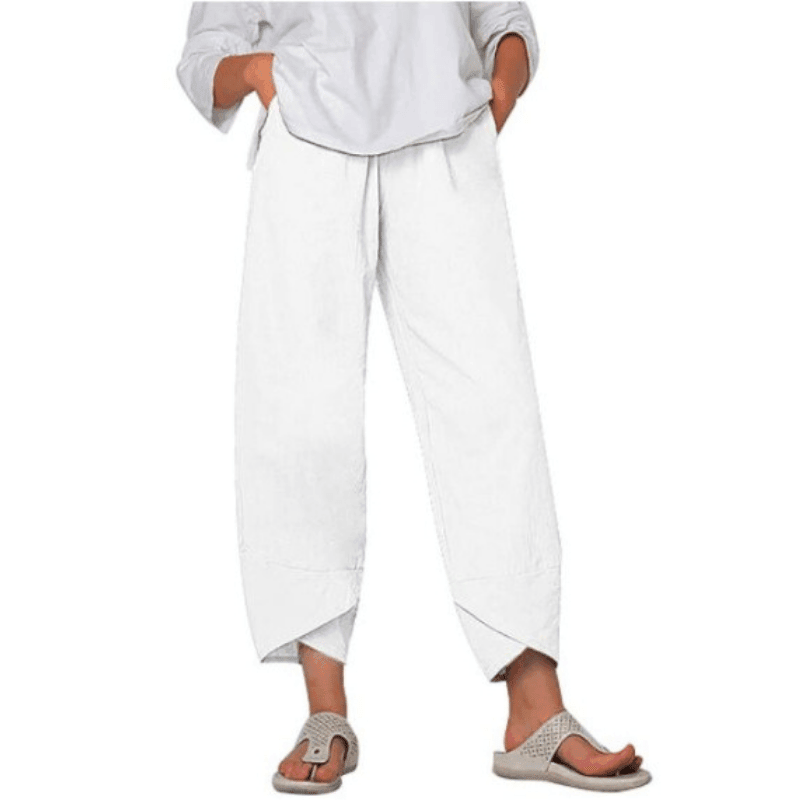 Pantalón mujer asimétrico de talle alto estilo bohemio