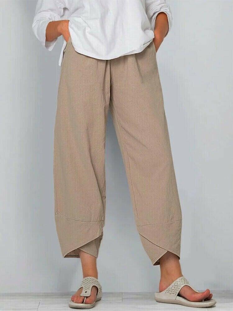 Pantalón mujer asimétrico de talle alto estilo bohemio