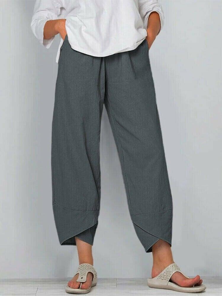 Pantalón mujer asimétrico de talle alto estilo bohemio